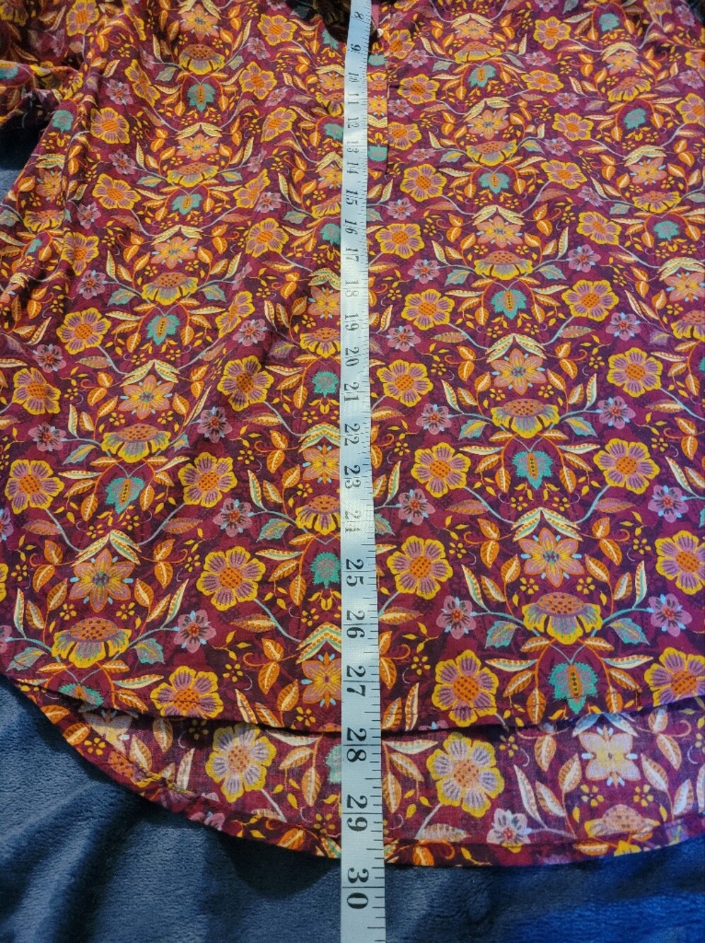 Sundance Floral Button-Front Shirt in Purple Yellow/orange and Teal - Picture 15 of 16